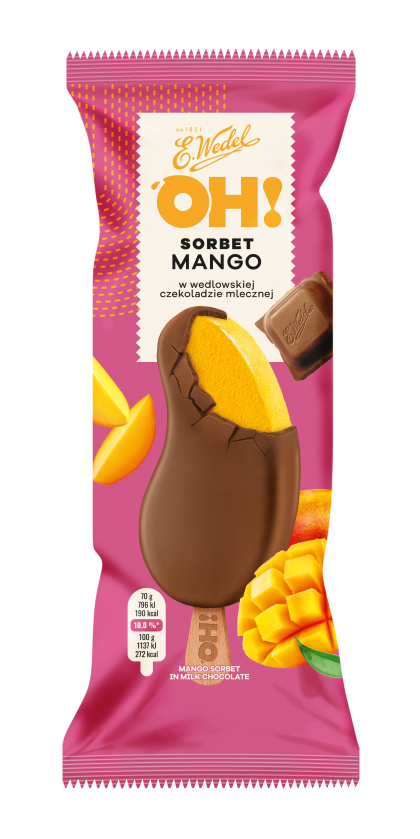 Ice Cream E.Wedel OH! Mango sorbet in milk chocolate